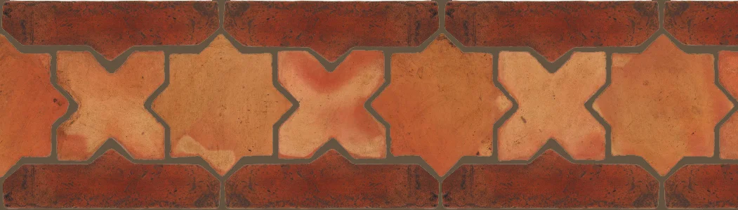 Pedralbes Terracotta P&C: BORDERS: STAR/CROSS + BORDER "SC" Pattern # PFB-220 Option: OHS-PSTR + VTG-PSOW