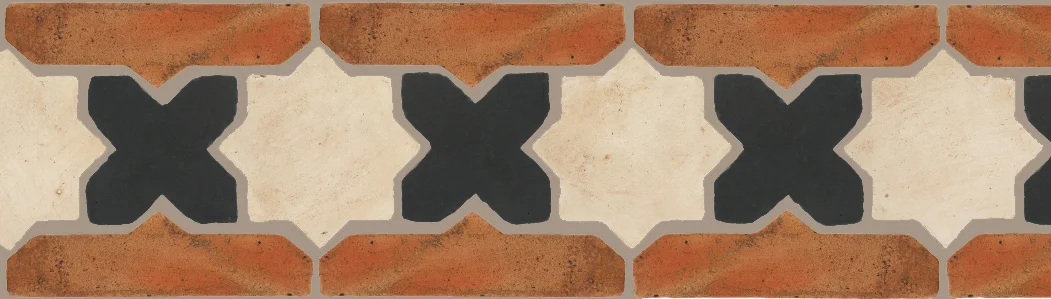Pedralbes Terracotta P&C: BORDERS: STAR/CROSS + BORDER "SC" Pattern # PFB-222 Option: OHS-PGAW-PGCB + VTG-PSTR