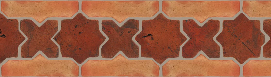 Pedralbes Terracotta P&C: BORDERS: STAR/CROSS + BORDER "SC" Pattern # PFB-225 Option: VTG-PSOW + OHS-PSTR