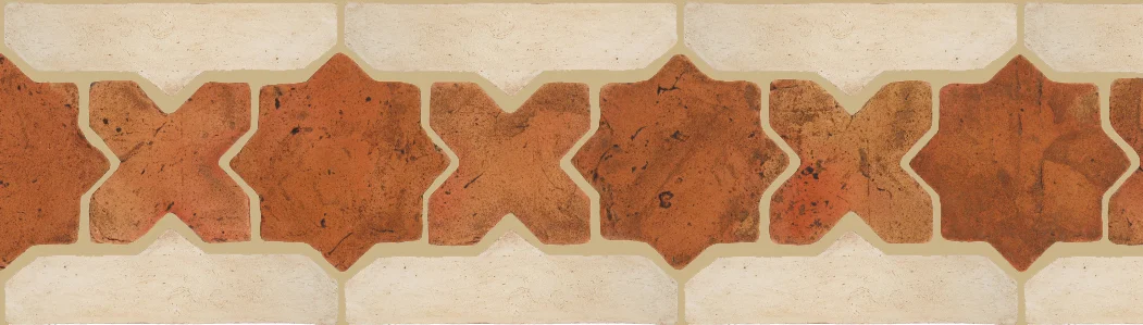 Pedralbes Terracotta P&C: BORDERS: STAR/CROSS + BORDER "SC" Pattern # PFB-226 Option: VTG-PSTR + OHS-PGAW