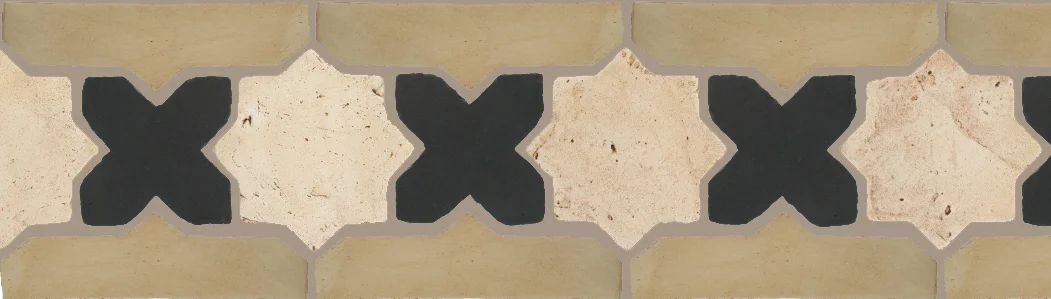 Pedralbes Terracotta P&C: BORDERS: STAR/CROSS + BORDER "SC" Pattern # PFB-228 Option: VTG-PGAW-PGCB + OHS-PGDW