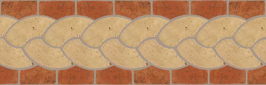 Pedralbes Terracotta P&C: BORDERS: ROPE (L+R) + ROPE BORDER "R" Pattern # PFB-118 Option: VTG-PGGW + VTG-PSTR