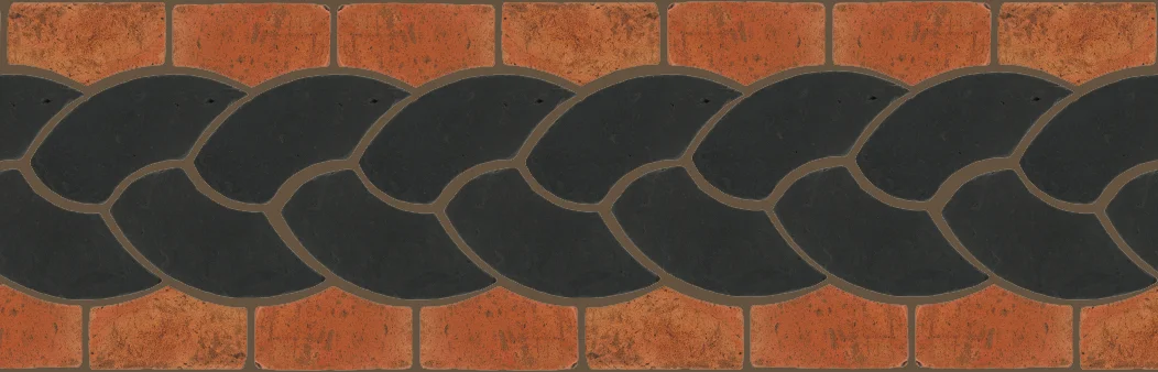 Pedralbes Terracotta P&C: BORDERS: ROPE (L+R) + ROPE BORDER "R" Pattern # PFB-122 Option: OHS-PGCB + VTG-PSTR
