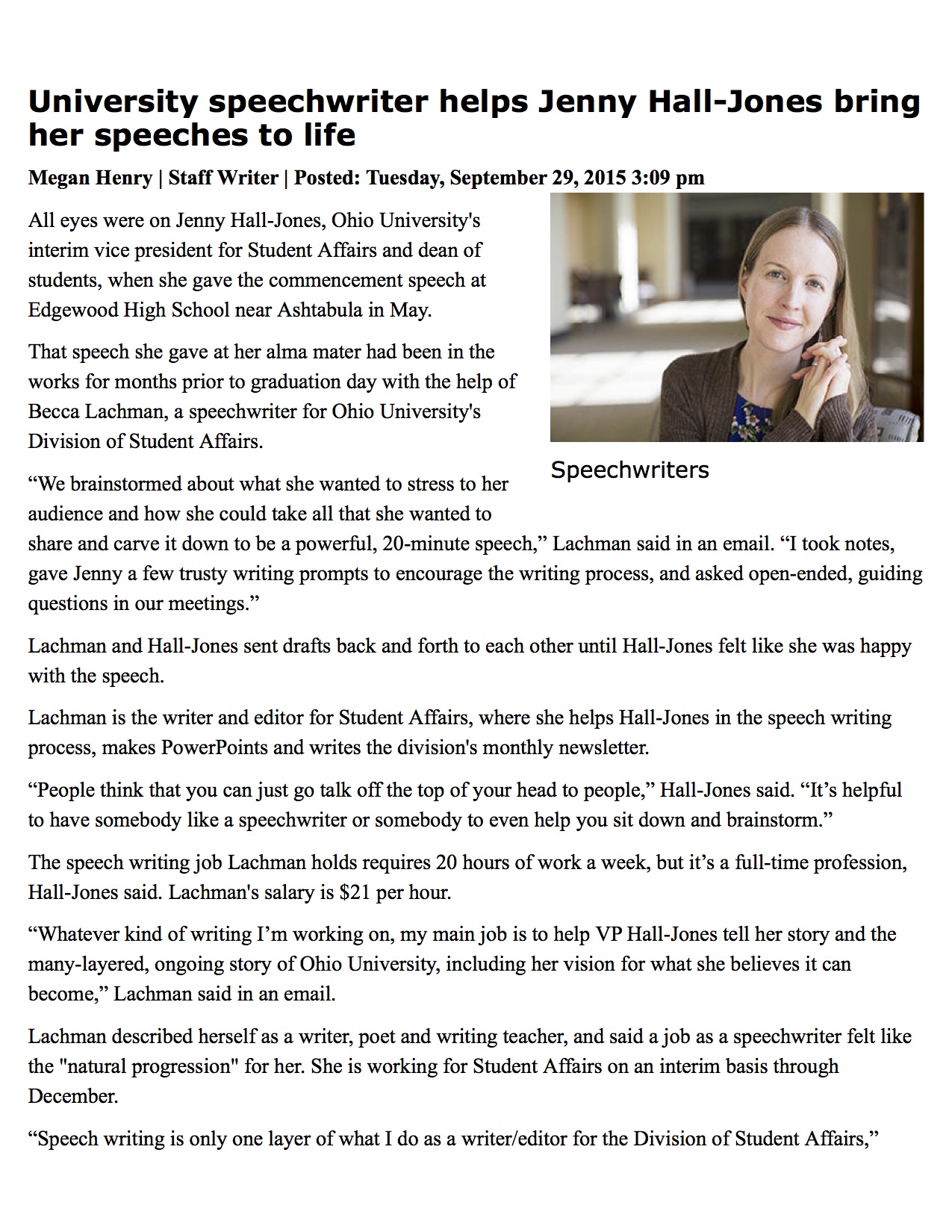 BECCA's WRITING/EDITING IN THE NEWS
