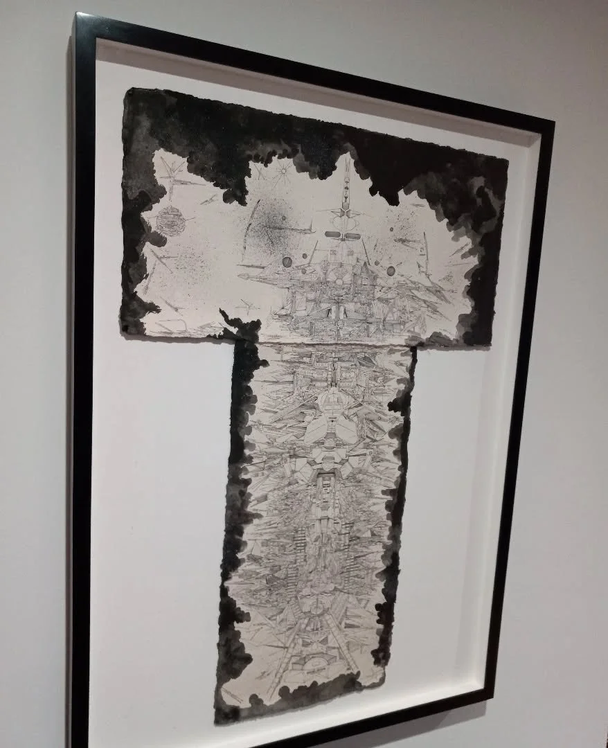 EQUILIBRIUM . INK ON NUJABI HAND MADE PAPER . 40" X 28.75 "