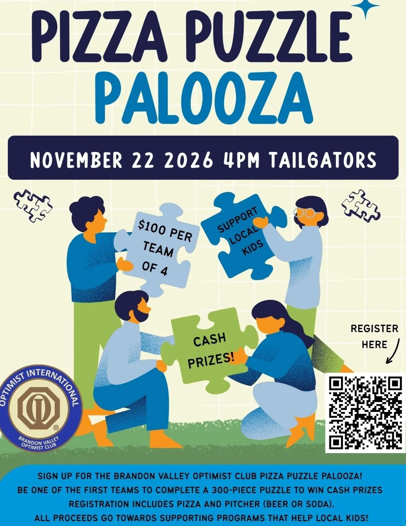 BV Pizza Puzzle Palooza - Sunday, November 22nd at 4pm at Tailgators