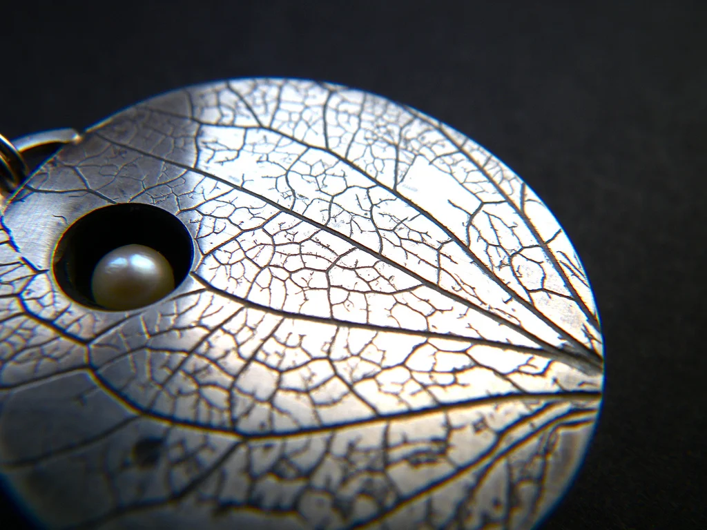 Pearl and Hydrangea Petal Imprint Locket