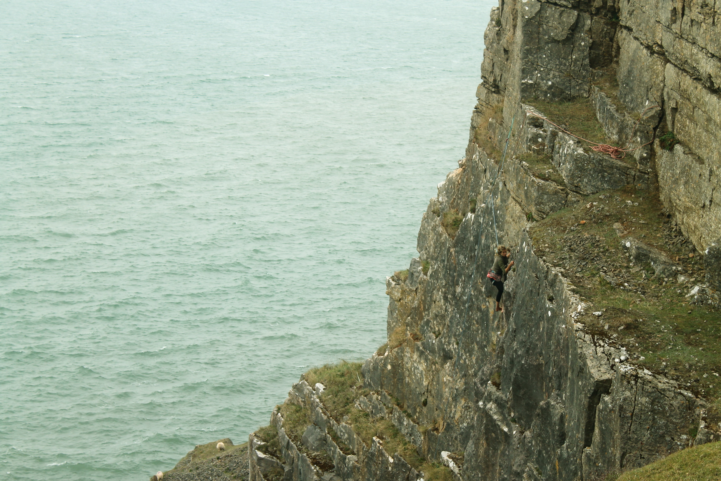 This rock-climber was killing it/is out of her goddamn mind. 