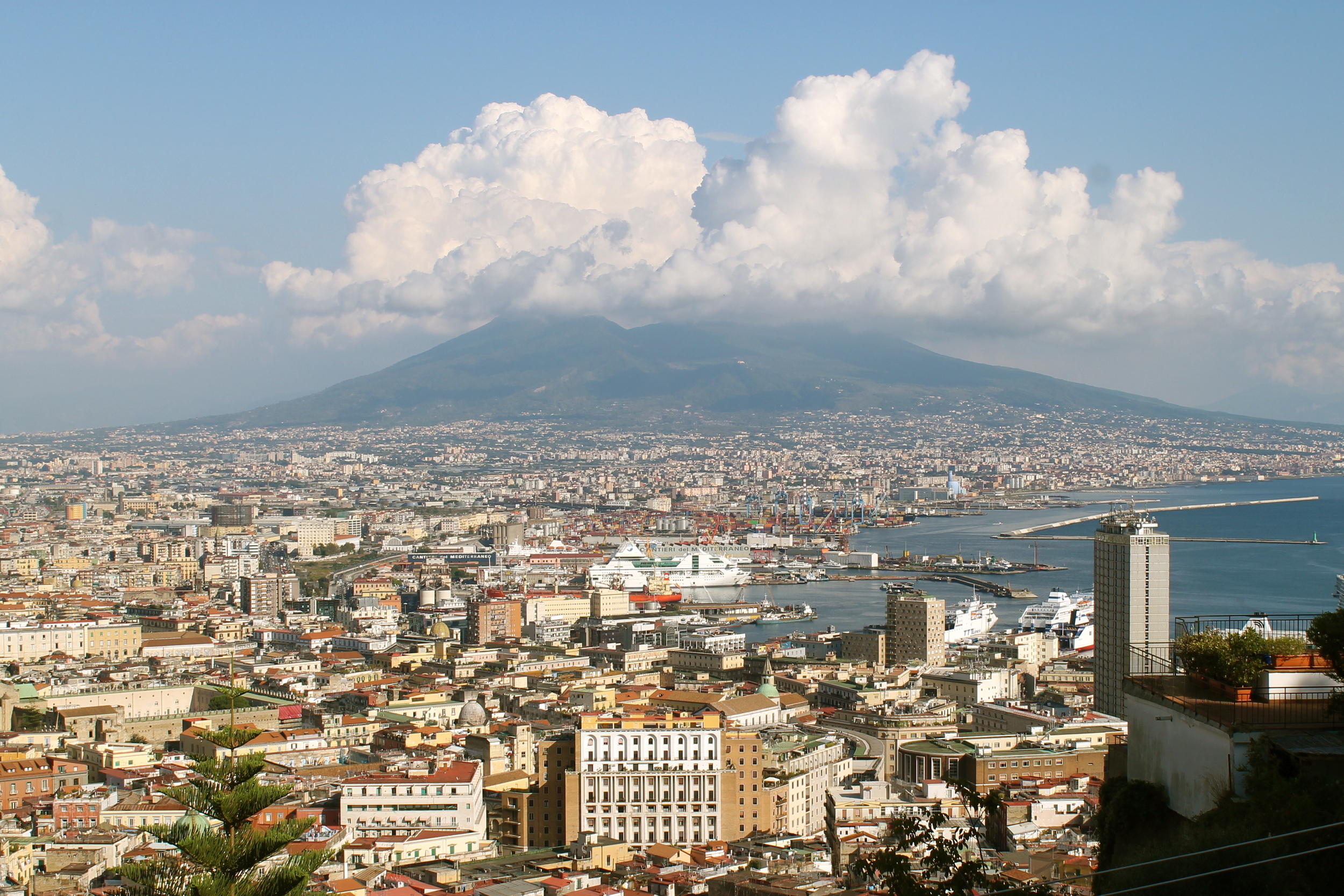 Vesuvius, looming in the background. 