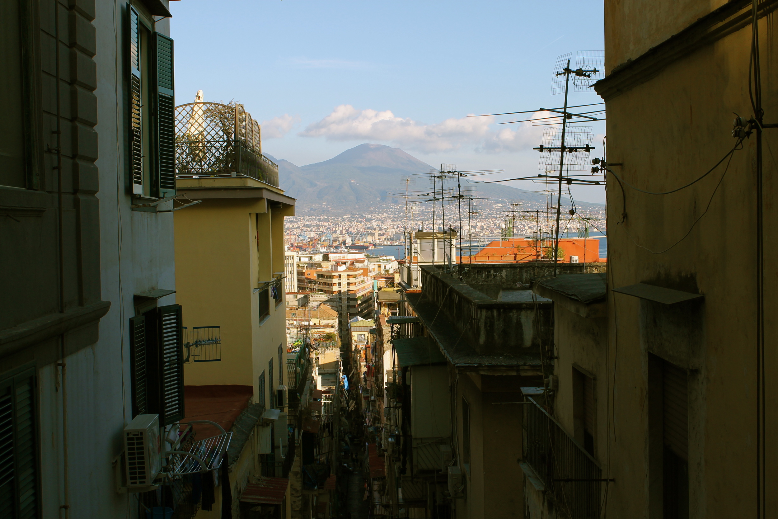 Here's Vesuvius from the city of Naples (for perspective). 