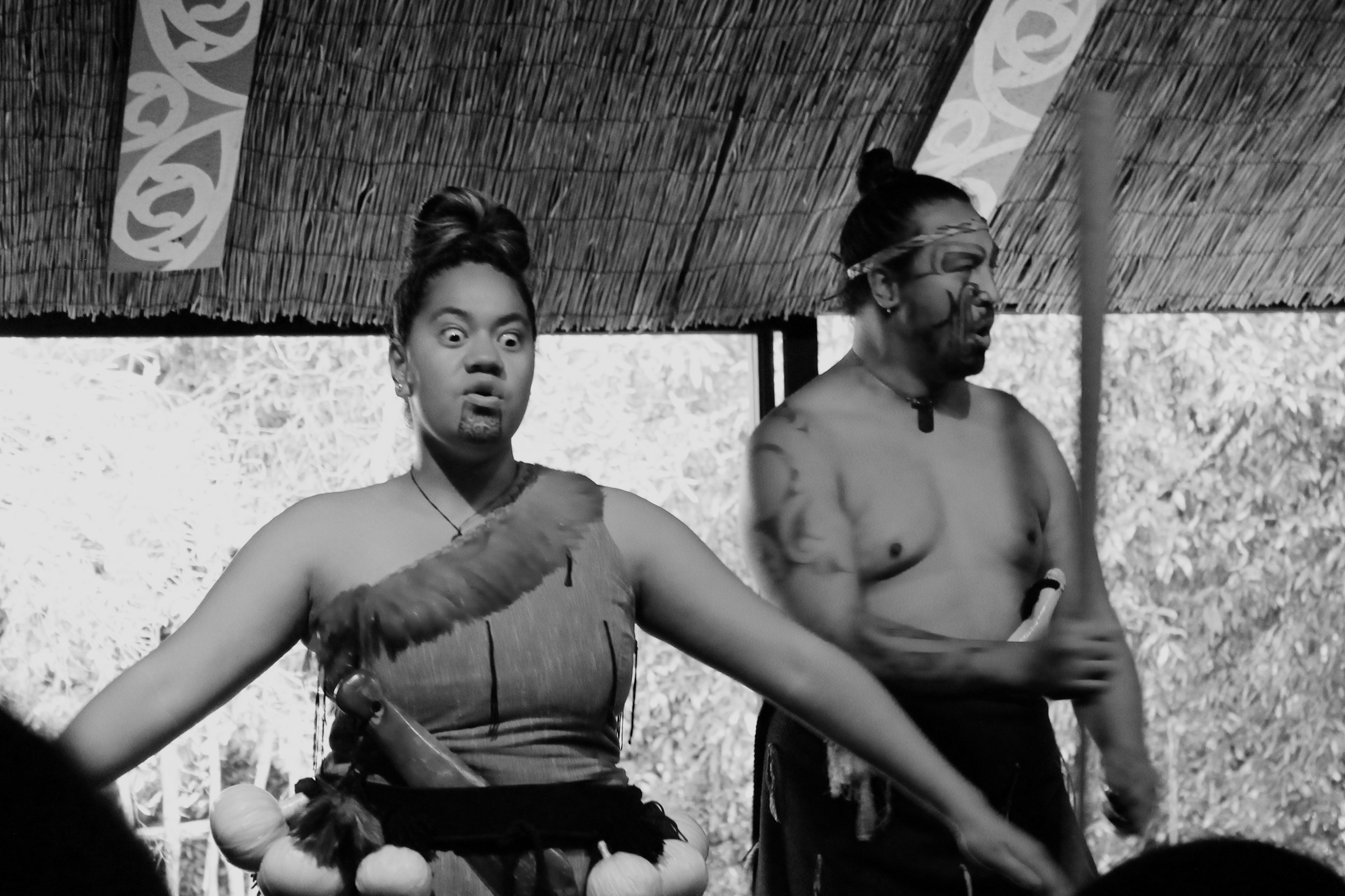 When doing the Haka warrior dance, you make your eyes wide, stick out your tongue and yell to intimidate others. I plan to use this method if I find myself cornered in a dark alley way or on a bad date. 
