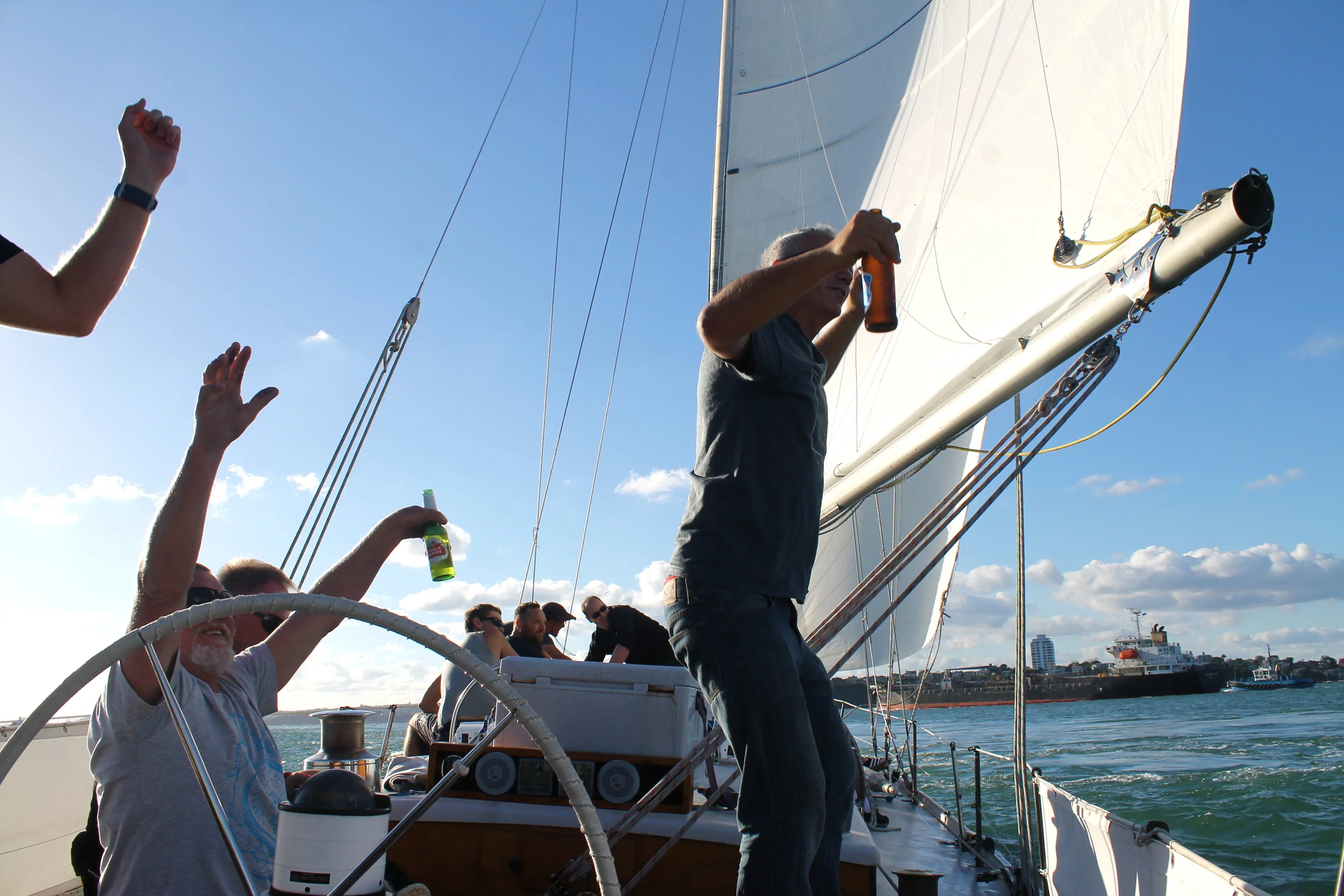 Captain Wes danced for a passing cruise ship...