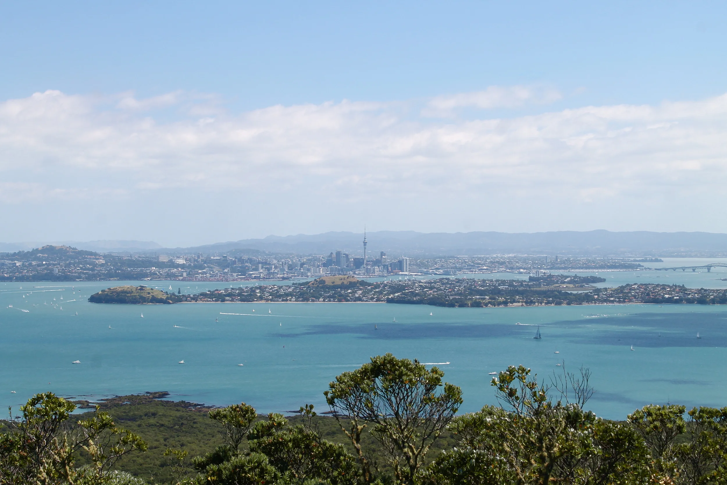Downtown Auckland (and Devonport in front) from Rangitoto.