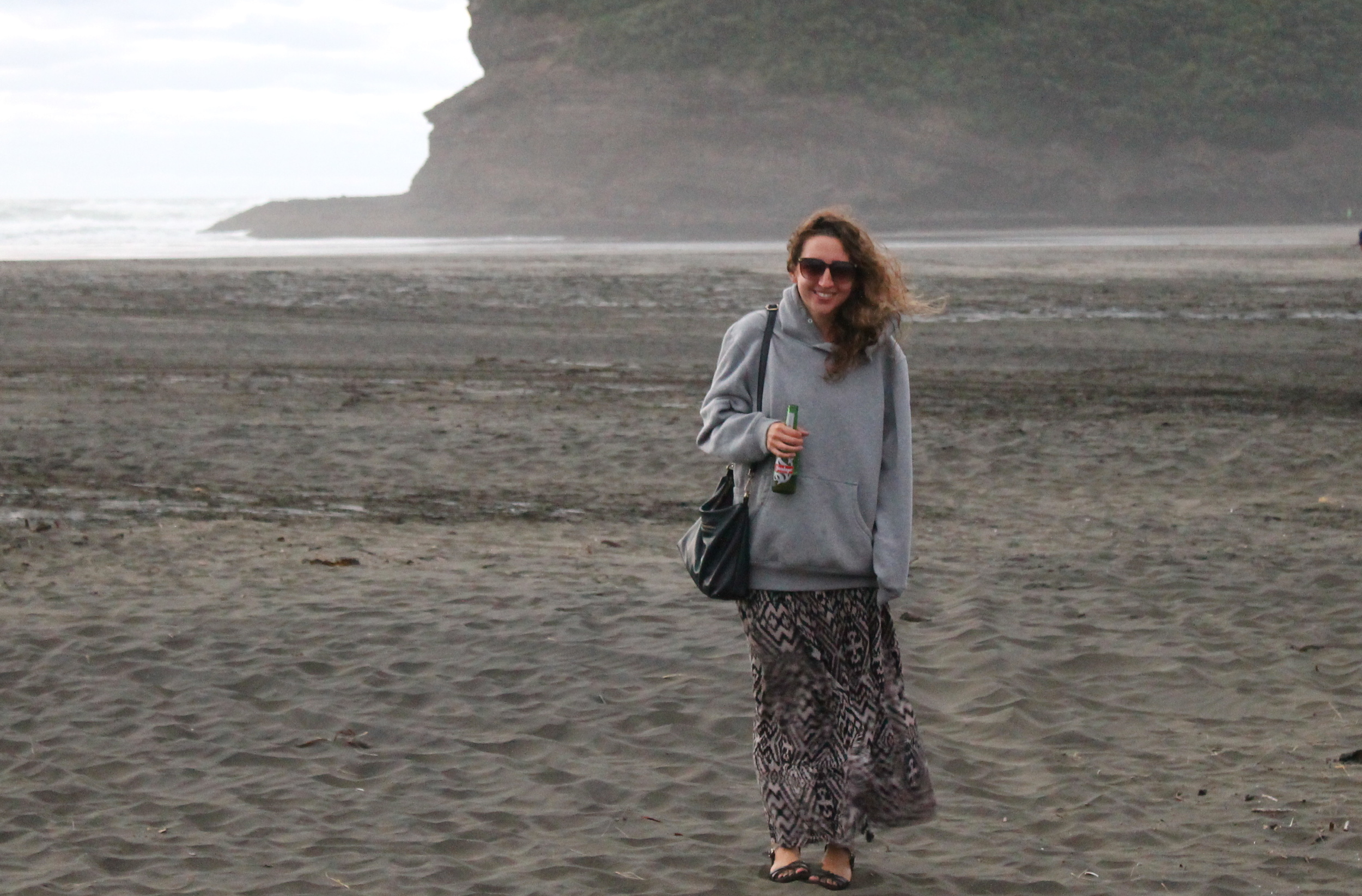 Windy day at Bethells Beach. 