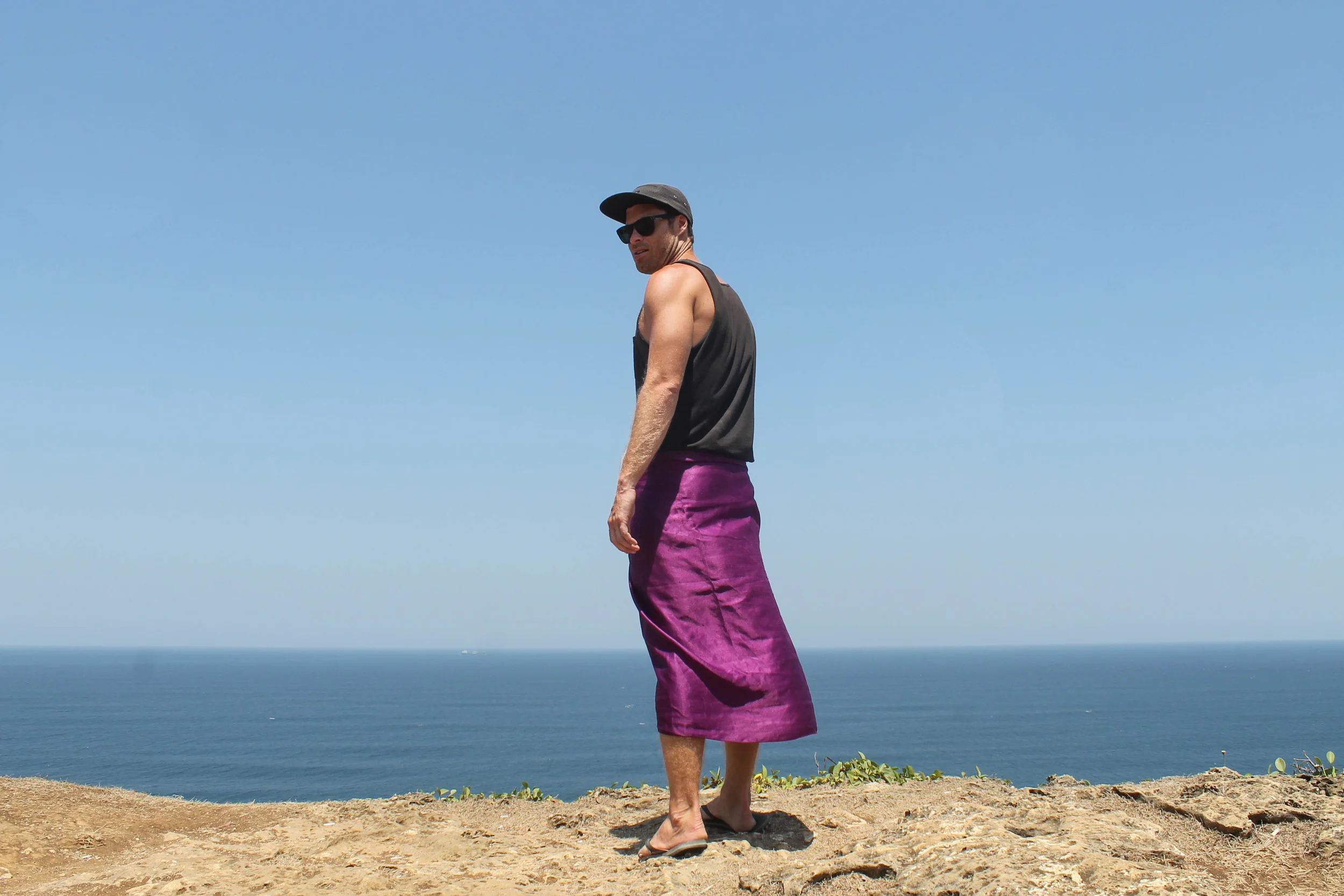 Mandatory temple garb. Gotta cover up those gams. 