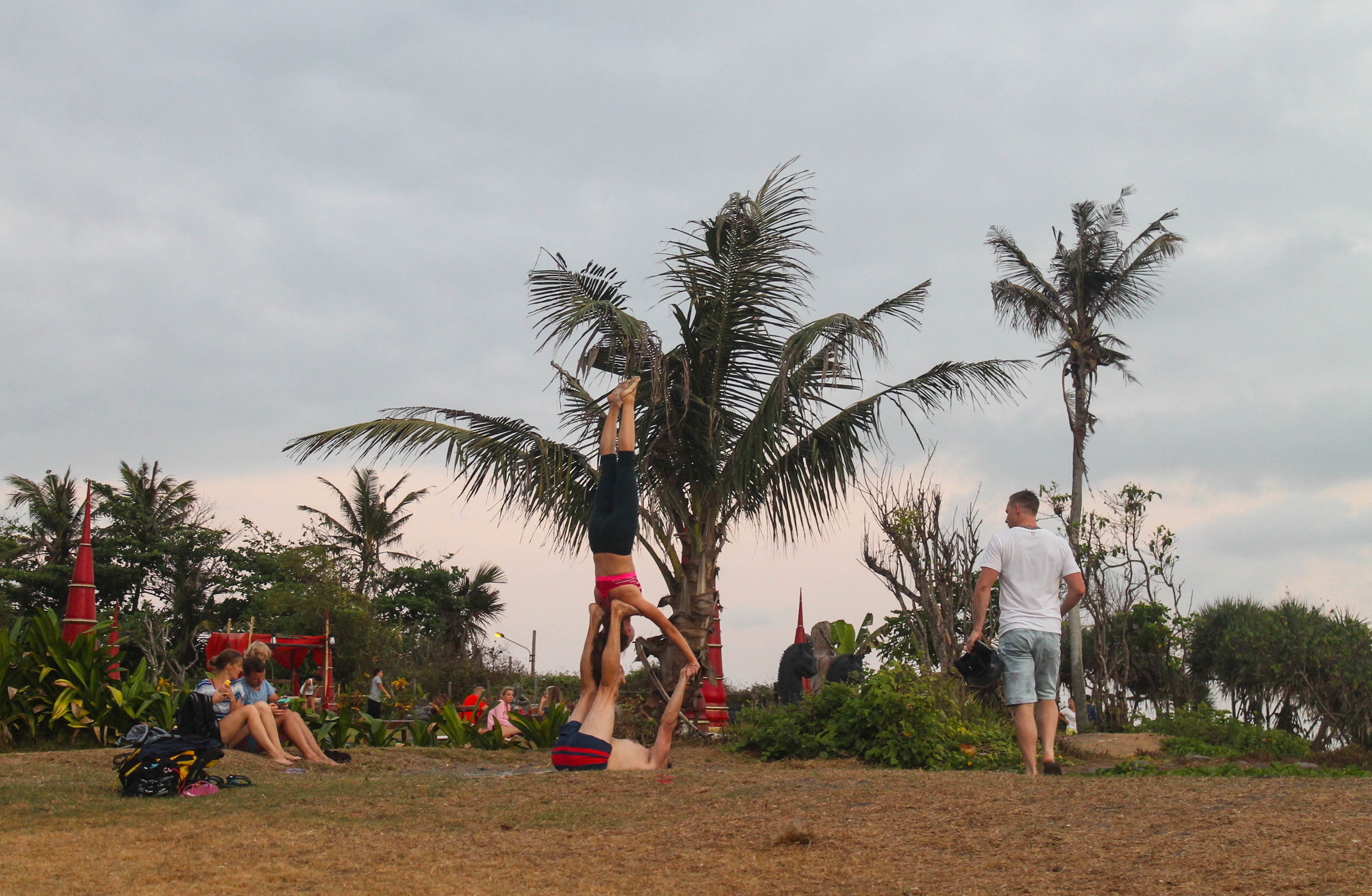 Acroyoga over Old Mans Beach. 