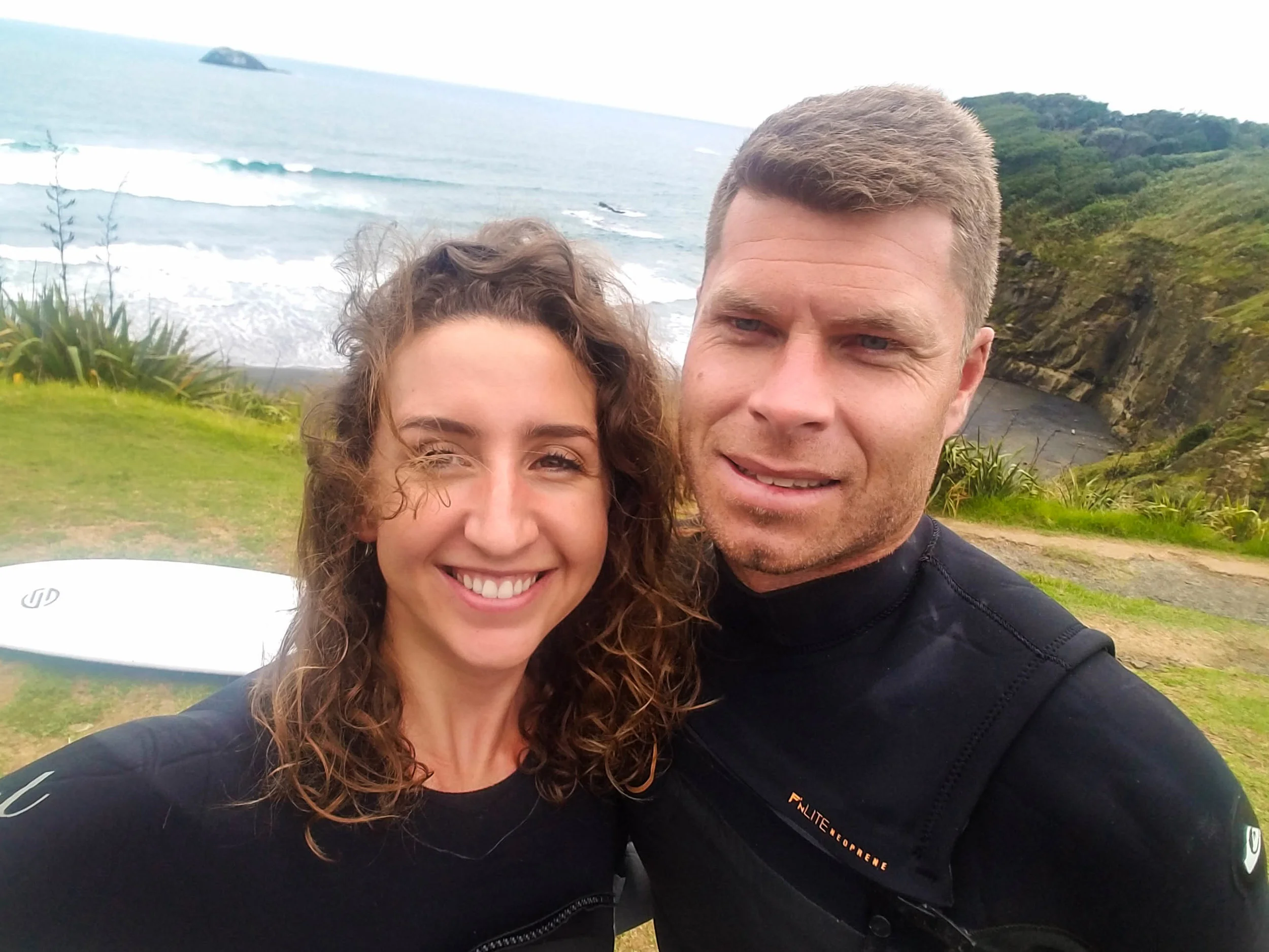 Pre-surf at Maori Bay. 