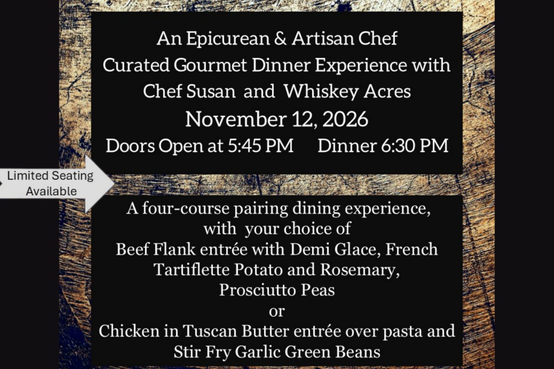 Gourmet Dinner Experience with Chef Susan 