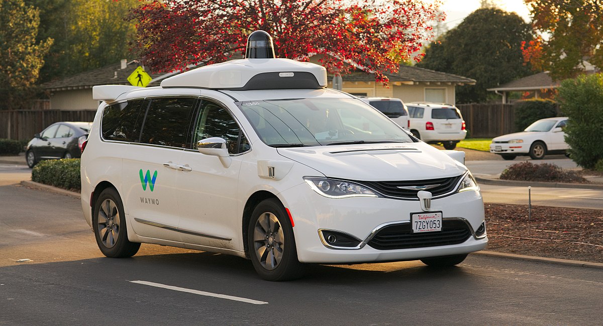 A Waymo prototype with top-mounted LIDAR — image by Dllu , reproduced under CC BY-SA 4.0