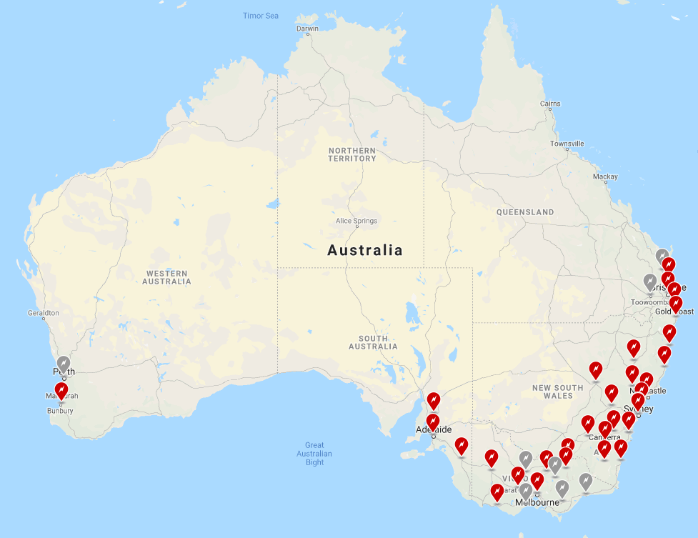 Australia’s Tesla supercharger network