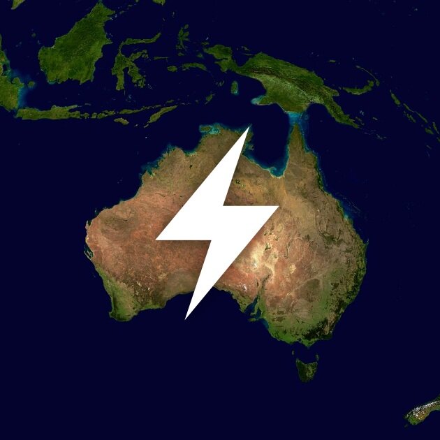 australia with lightning bolt