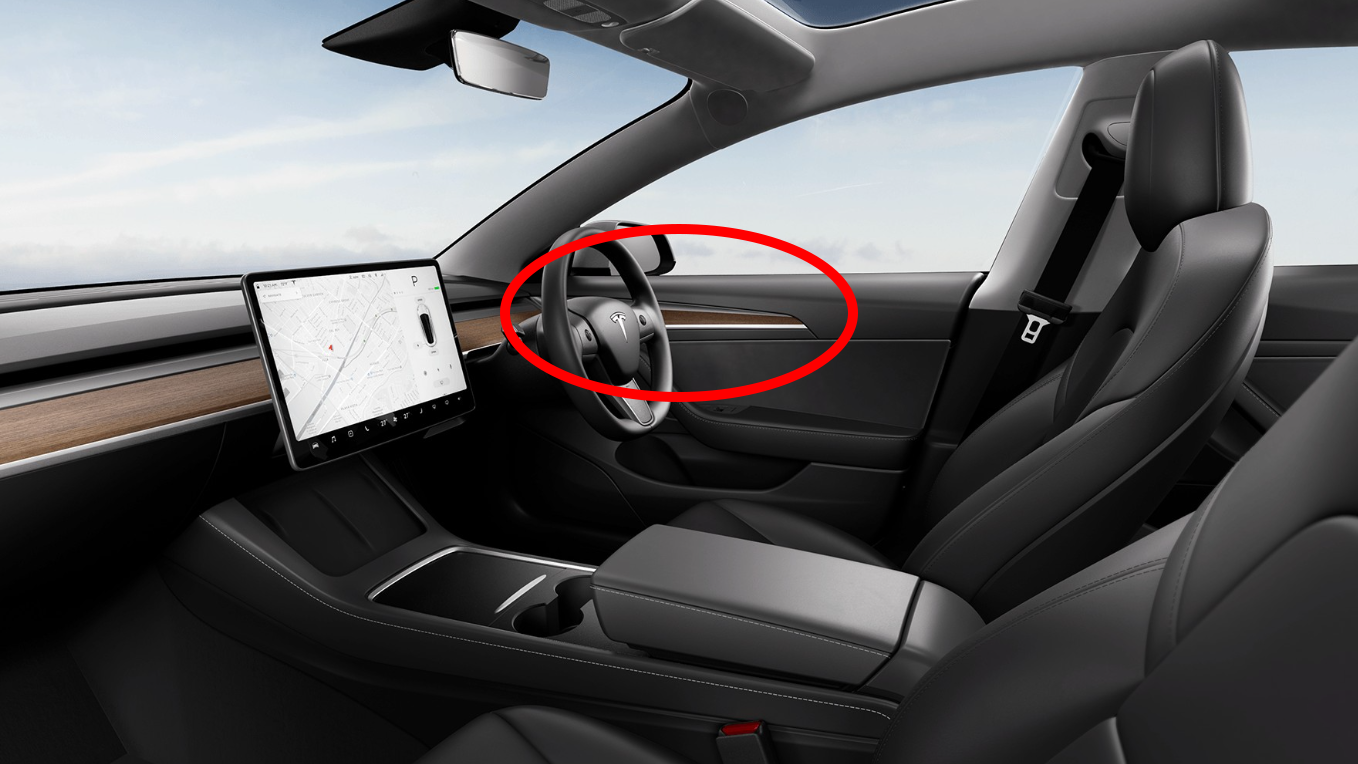 Door panel in the China-MADE Model 3 (RH Drive SHOWN)