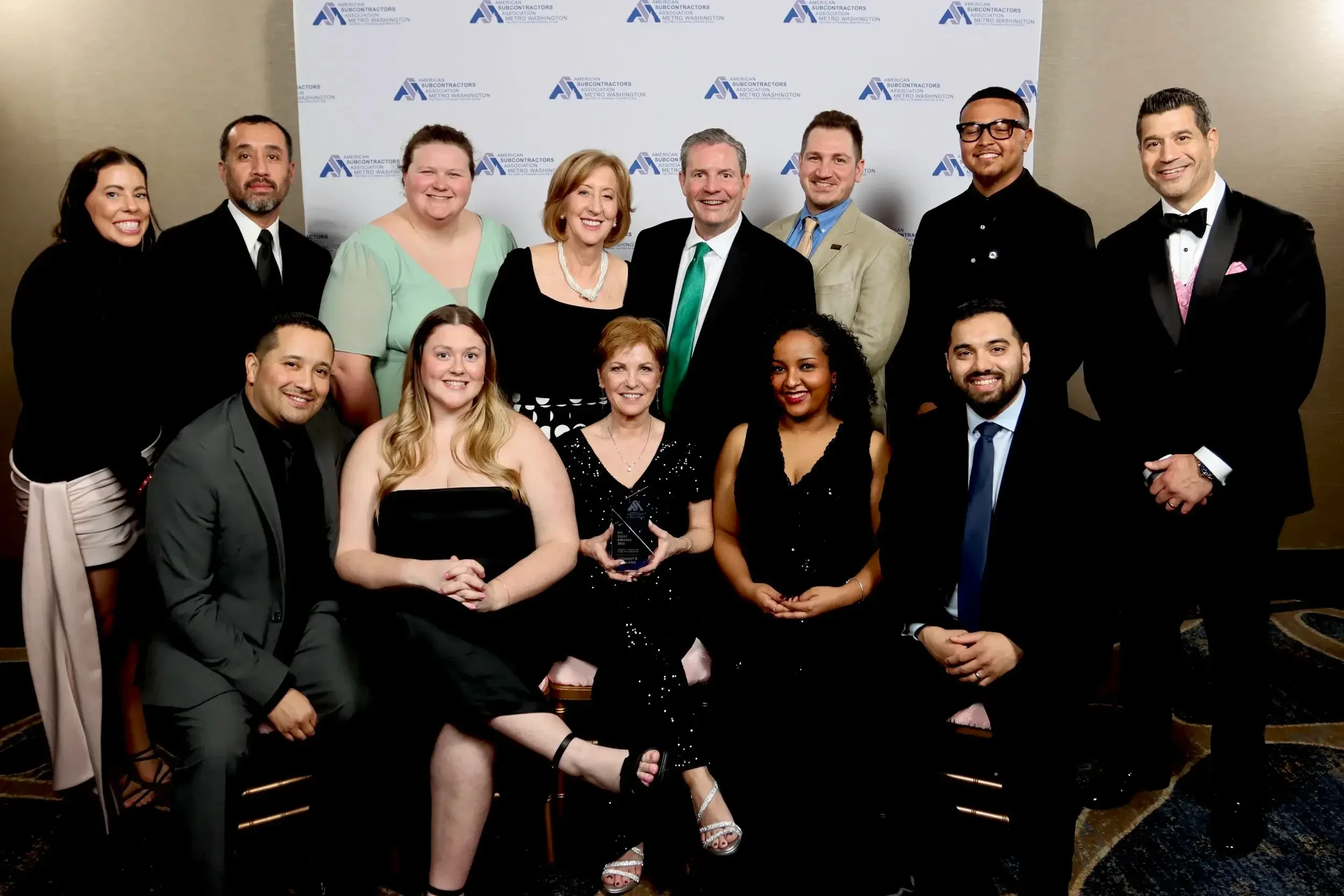 Coakley & Williams team celebrating recognition at the American Subcontractors Association Metro Washington SUBBY Awards.