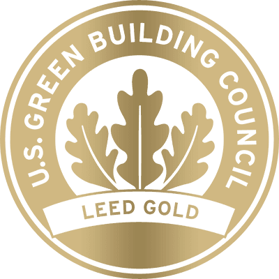 U.S. Green Building Council LEED Gold certification logo.