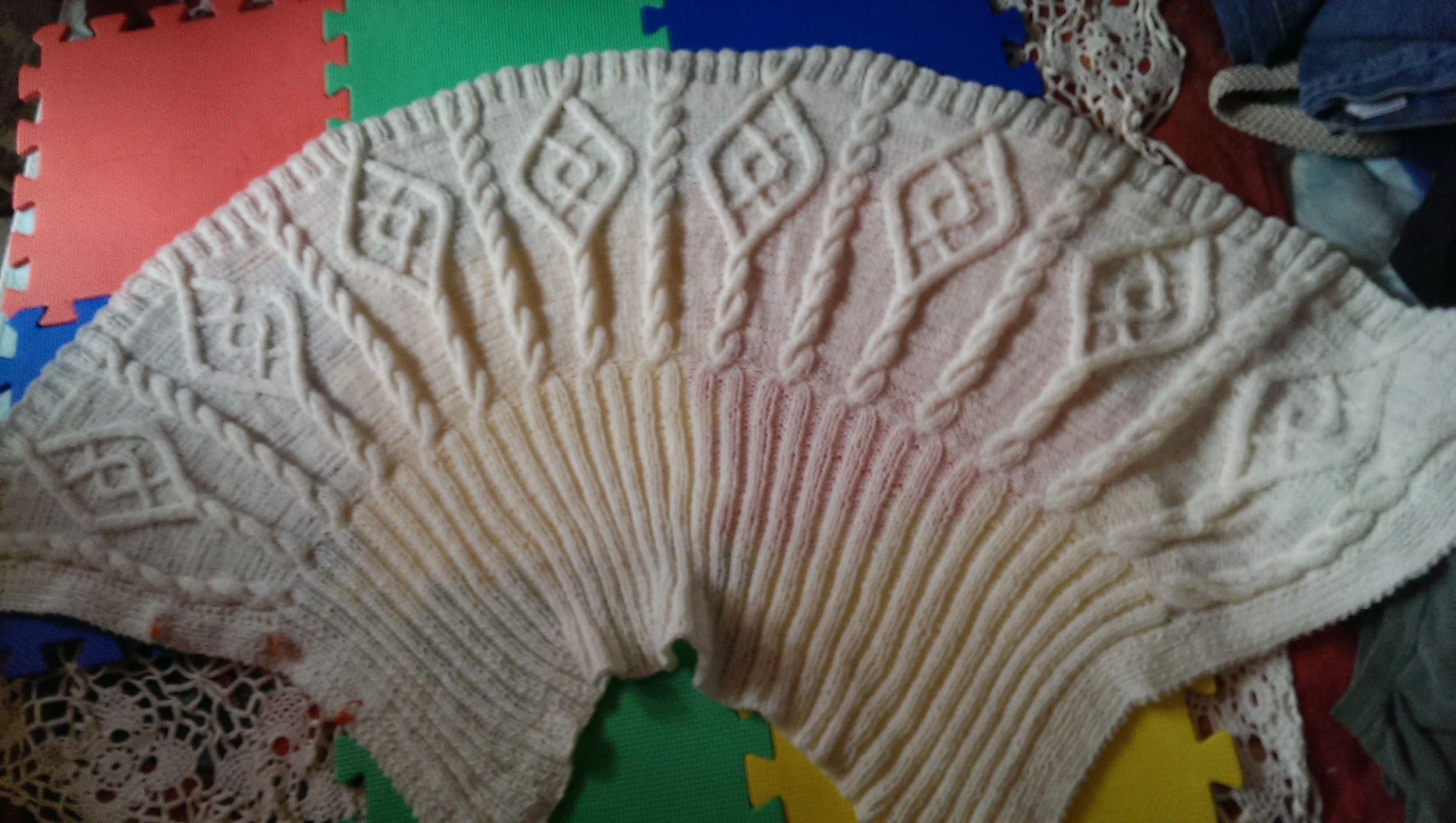 A lovely Irish shawl made with Australian yarn, in Wandering Aran Fields