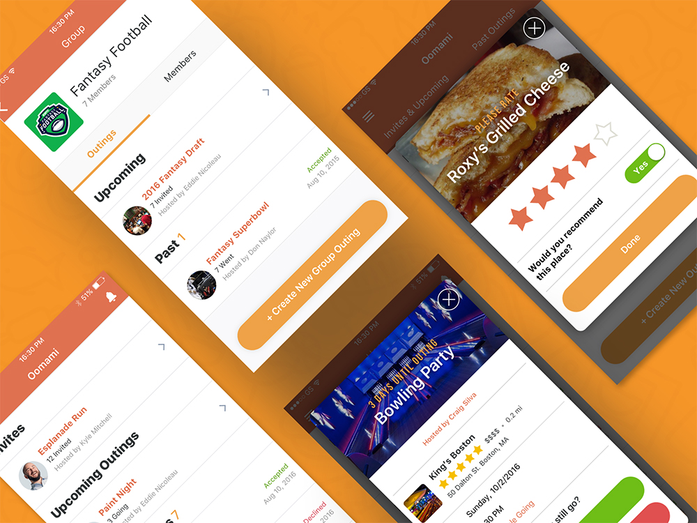 Oomami Social Event Planning App Design