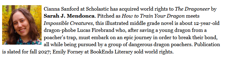 The Dragoneer by Sarah J. Mendonca announcement