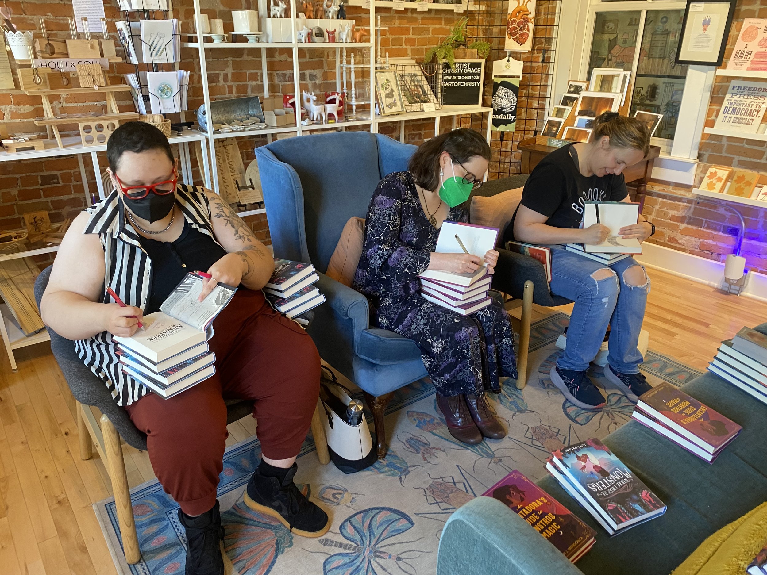 Sarah J. Mendonca at a book signing 