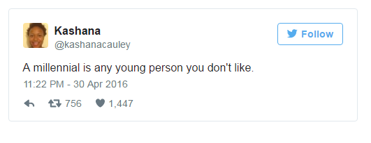 Definition of a millennial, according to twitter.