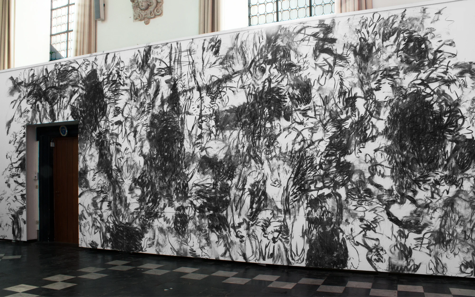 ”Otherworld”, Charcoal on wall, Martin Ålund 2019