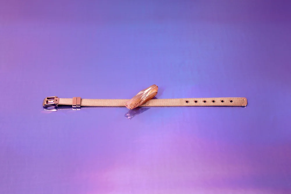 The Raw Series - Agate Quartz rose golden band bracelet