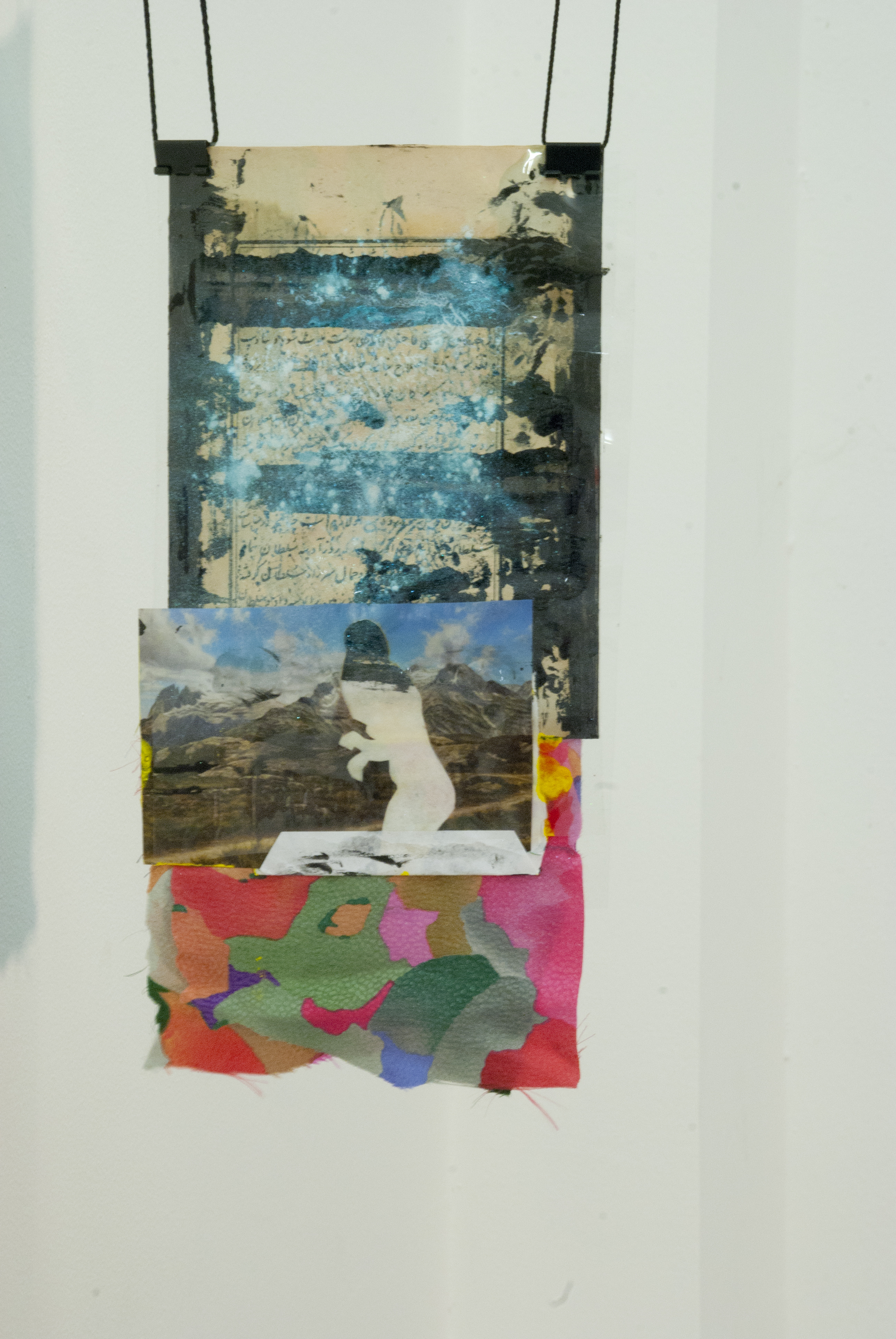 OZ_Still Images in the Mountain Will Remember When You Left Me. Fabric, envelope, ink, drawing, cut-out images, paint, acetate. 18 cm x 33 cm 2015 .jpg