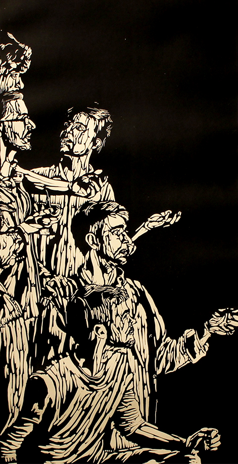 "Waiting" | Linocut | 16"x 36" | 2014