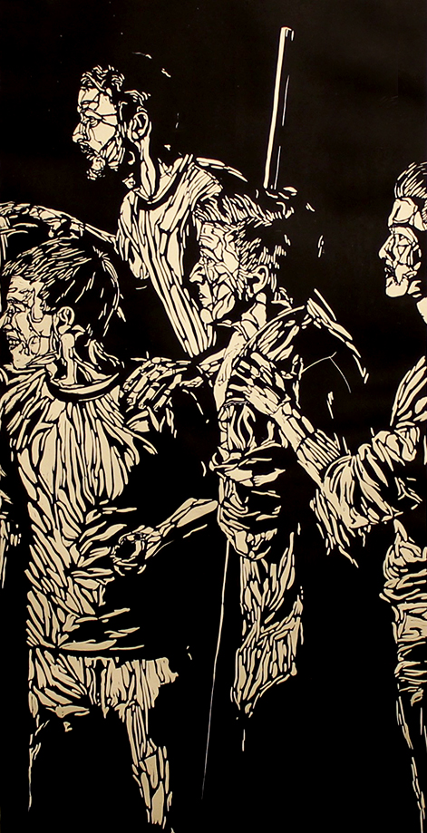 "Watching" | Linocut | 16"x 36" | 2014