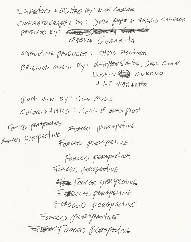 We are using Derek's actual (horrible) handwriting for the title credits. (it's an artist thing...)