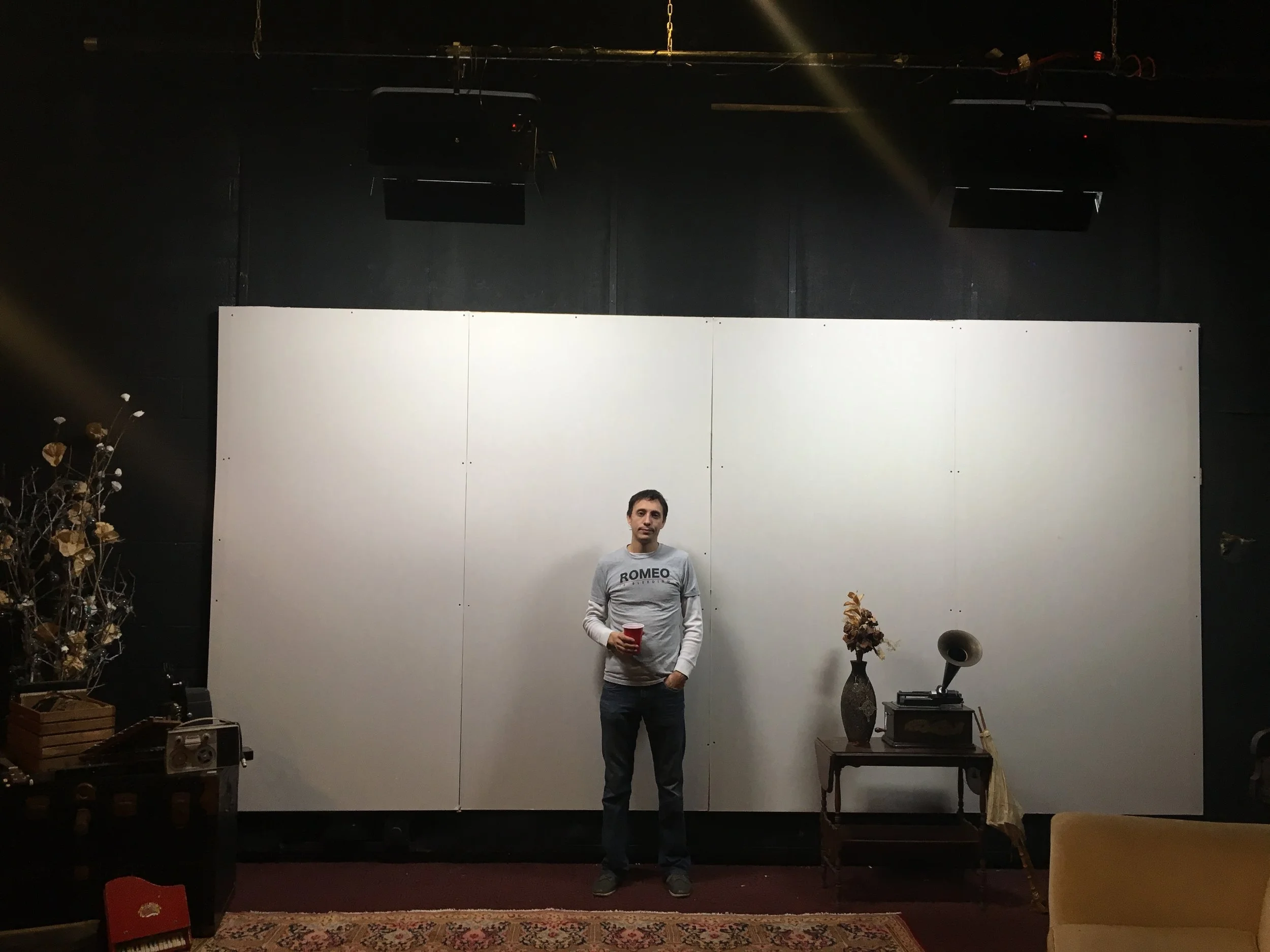 Building the set. Michael for scale.