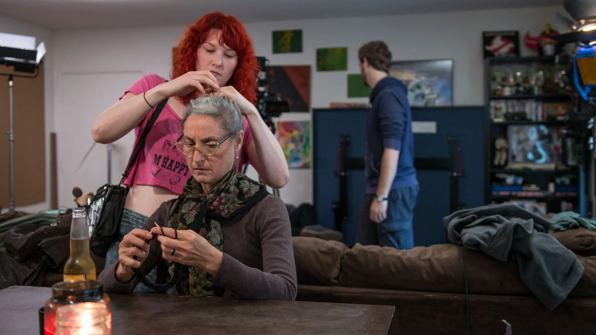 Lili fixing one of the talents hair. Photo Cred: Evelyn Stommel