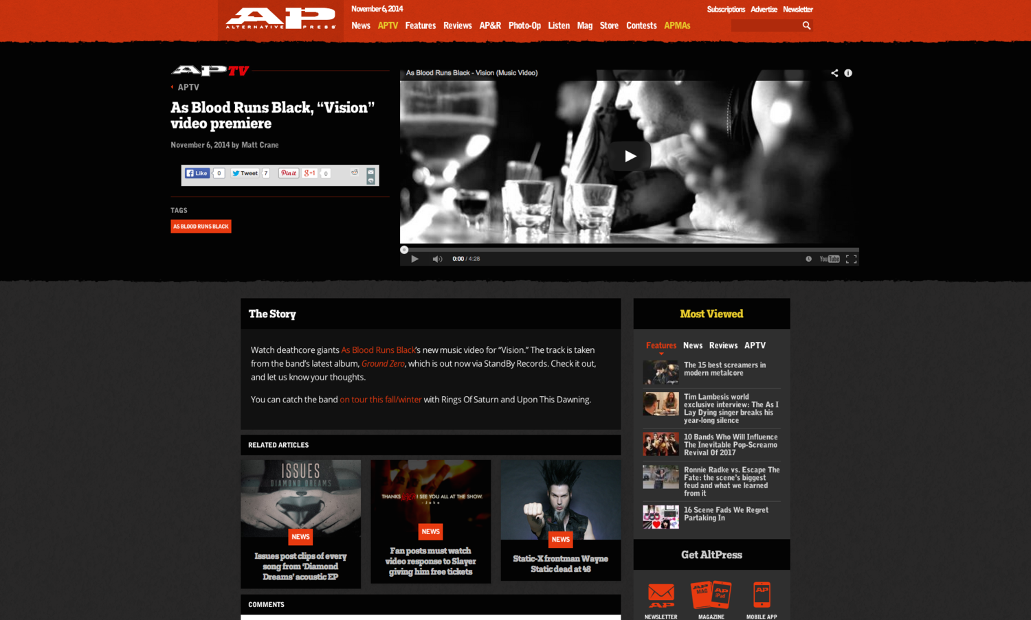 As Blood Runs Black - "Vision" - Premiere on AltPress