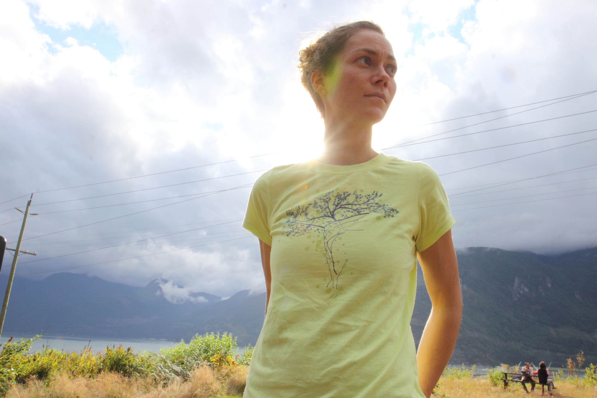 Catherine and her blurr Cliffside tee, base of the Chief.