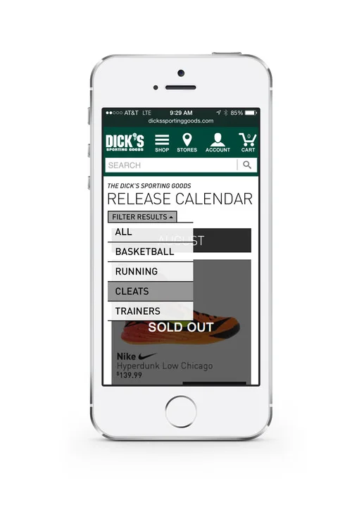 Dick's Sporting Goods | UX/UI | Shoe Release Calendar — Mary Ellen Larter Dick's Sporting Goods | UX/UI | Shoe Release Calendar — Mary Ellen Larter