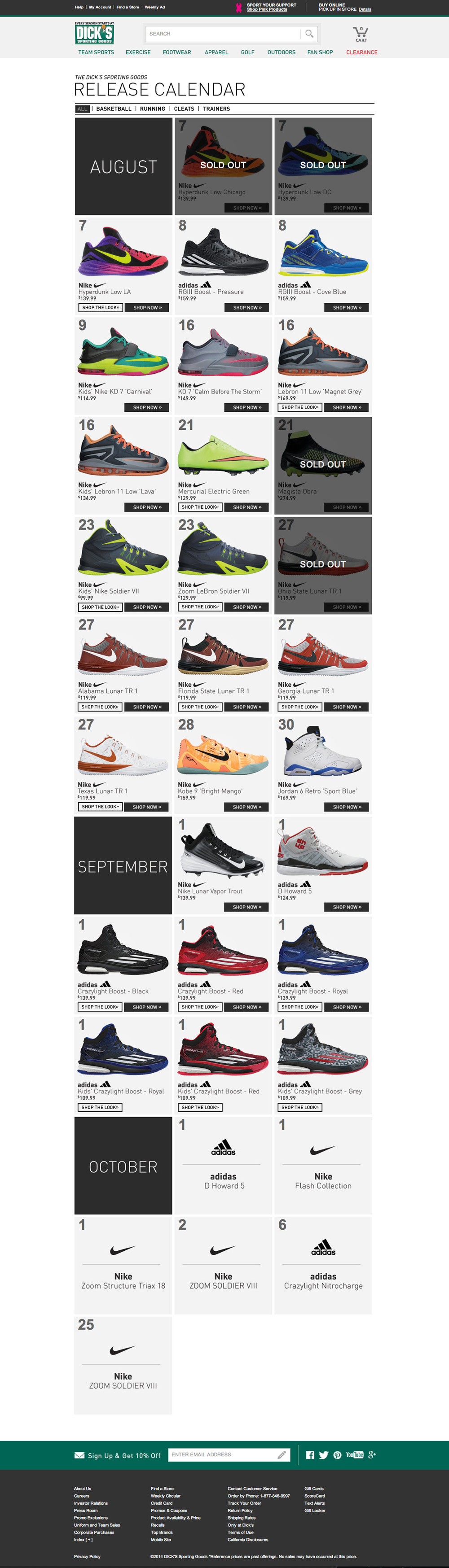 Dick's Sporting Goods | UX/UI | Shoe Release Calendar — Mary Ellen Larter Dick's Sporting Goods | UX/UI | Shoe Release Calendar — Mary Ellen Larter