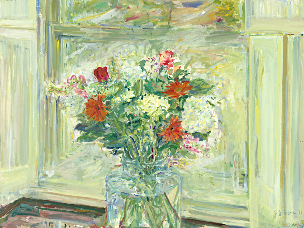 Flowers in Window to the Outside