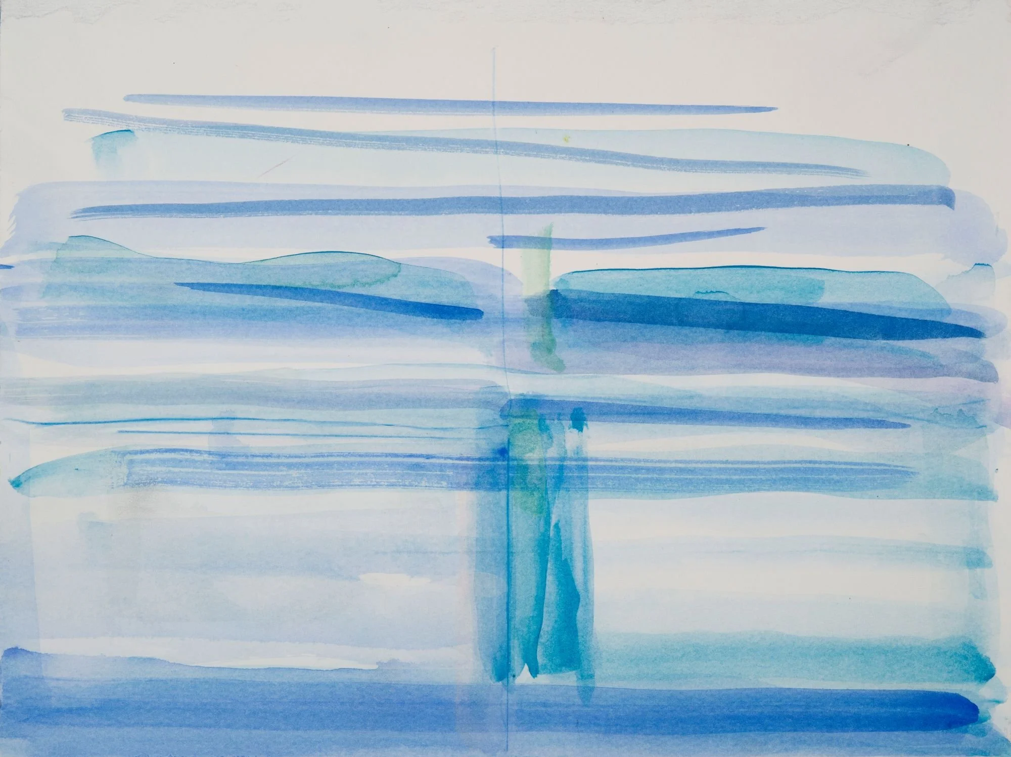 Blue Graphic - Watercolor, 2025, 16" x 20"