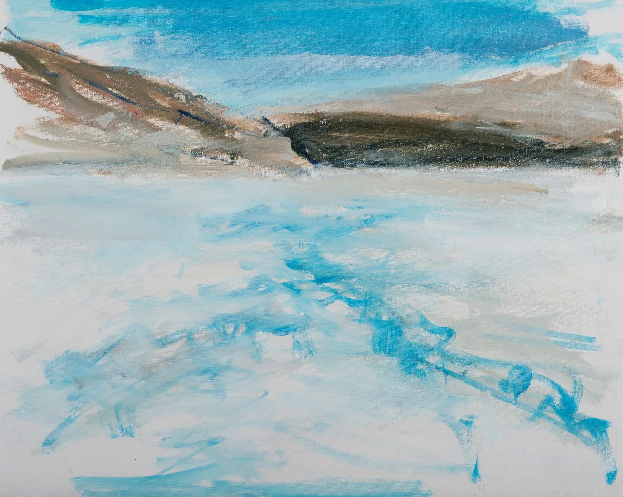 Moraine and Glacial Till, Oil on canvas, 2026, 16" x 18"