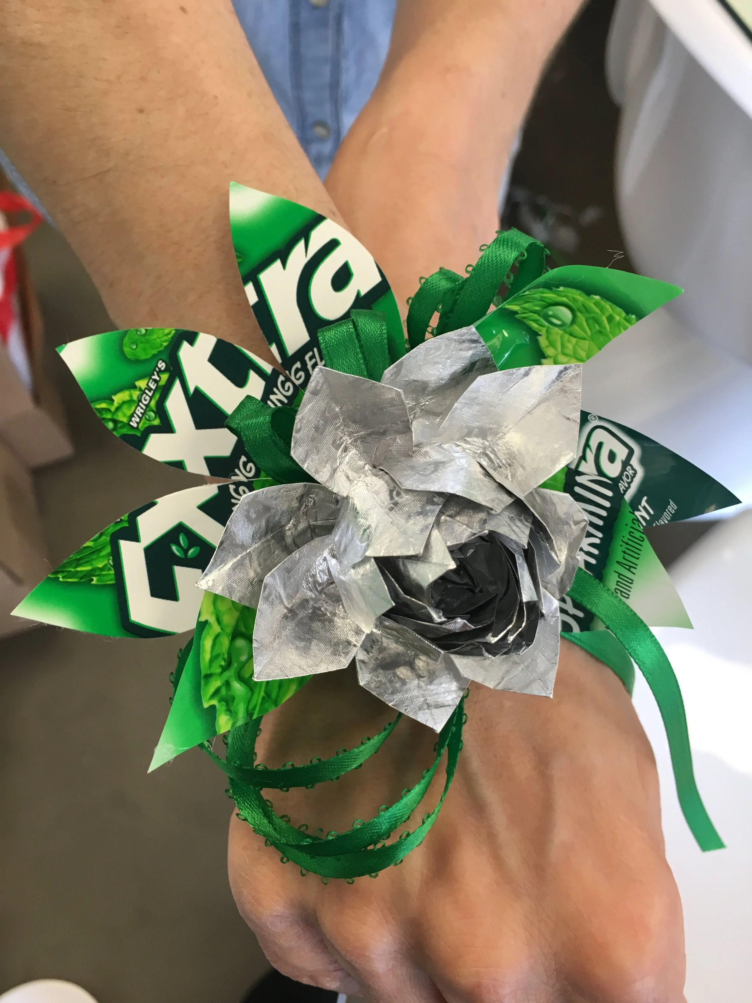 tze-aoi-gum-wrapper-wrist-corsage.JPG