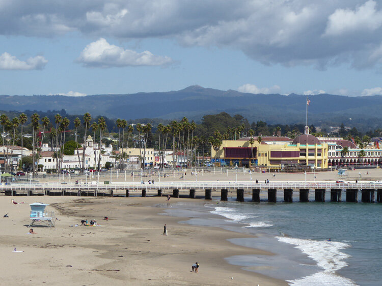 Cowell’s Beach, Casino, and Loma Prieta  in distance.   